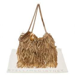 Pre Owned Stella McCartney Gold Faux Leather Fringe Falabella Shoulder Bag