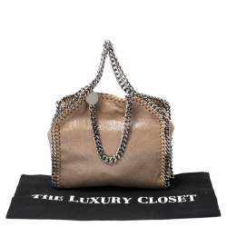 Pre Owned Stella McCartney Metallic Beige Faux Leather Tiny Falabella Shoulder Bag