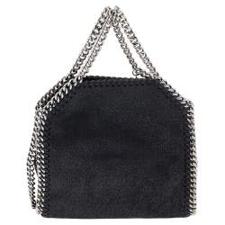 Pre Owned Stella McCartney Black Faux Leather Tiny Falabella Shoulder Bag