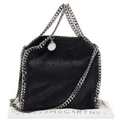 Pre Owned Stella McCartney Black Faux Leather Tiny Falabella Shoulder Bag