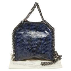 مملوكة مسبقًا حقيبة يد ستيلا ماكرتني فالابيلا تيني جلد ثعبان صناعي أزرق/ أسود