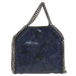 مملوكة مسبقًا حقيبة يد ستيلا ماكرتني فالابيلا تيني جلد ثعبان صناعي أزرق/ أسود