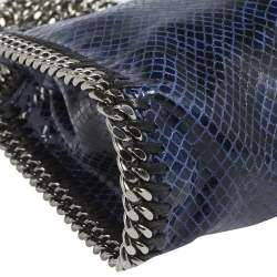 مملوكة مسبقًا حقيبة يد ستيلا ماكرتني فالابيلا تيني جلد ثعبان صناعي أزرق/ أسود