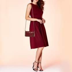 Pre Owned Stella McCartney Dark Red Faux Suede Falabella Flap Shoulder Bag