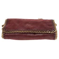 Pre Owned Stella McCartney Dark Red Faux Suede Falabella Flap Shoulder Bag