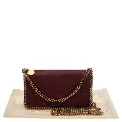 Pre Owned Stella McCartney Dark Red Faux Suede Falabella Flap Shoulder Bag
