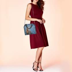 مملوكة مسبقًا حقيبة يد ستلا ماكرتني ميني فالابلا مطرز نمر دنيم أزرق