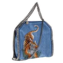 مملوكة مسبقًا حقيبة يد ستلا ماكرتني ميني فالابلا مطرز نمر دنيم أزرق