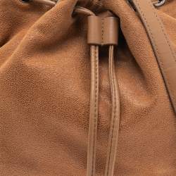 Pre Owned Stella McCartney Brown Faux Suede Falabella Drawstring Bucket Bag