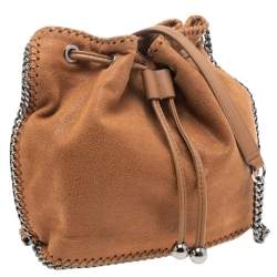 Pre Owned Stella McCartney Brown Faux Suede Falabella Drawstring Bucket Bag
