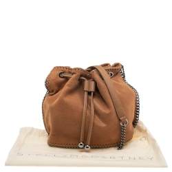 Pre Owned Stella McCartney Brown Faux Suede Falabella Drawstring Bucket Bag