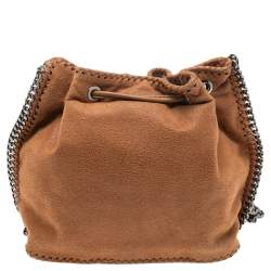 Pre Owned Stella McCartney Brown Faux Suede Falabella Drawstring Bucket Bag