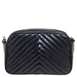 Pre Owned حقيبة كروس ستيلا ماكرتني ستار جلد صناعي نقش ثعبان أسود/أبيض