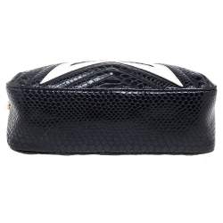 Pre Owned حقيبة كروس ستيلا ماكرتني ستار جلد صناعي نقش ثعبان أسود/أبيض