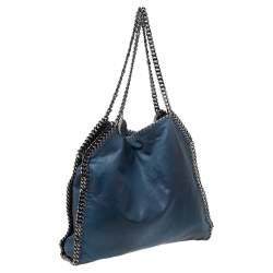 Pre Owned Stella McCartney Blue Faux Leather Small Falabella Tote