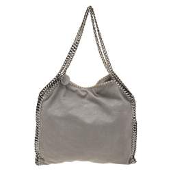 Pre Owned Stella McCartney Grey Shimmer Faux Suede Small Falabella Tote