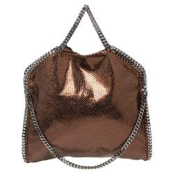 Pre Owned Stella McCartney Metallic Brown Faux Snakeskin Leather Small Falabella Tote