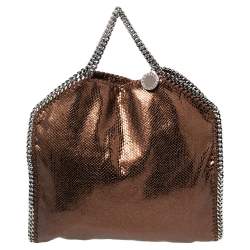 Pre Owned Stella McCartney Metallic Brown Faux Snakeskin Leather Small Falabella Tote