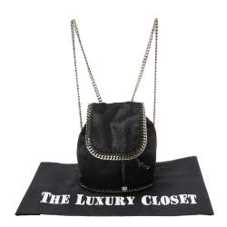 Pre Owned Stella McCartney Black Faux Leather Falabella Mini Backpack