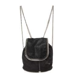 Pre Owned Stella McCartney Black Faux Leather Falabella Mini Backpack