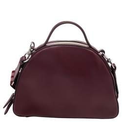 Pre Owned Stella McCartney Burgundy Faux Leather Top Handle Bag