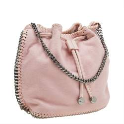 Pre Owned Stella McCartney Pink Faux Suede Micro Falabella Drawstring Bucket bag