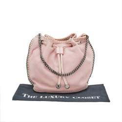 Pre Owned Stella McCartney Pink Faux Suede Micro Falabella Drawstring Bucket bag