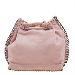 Pre Owned Stella McCartney Pink Faux Suede Micro Falabella Drawstring Bucket bag