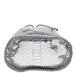 Pre Owned Stella McCartney Metallic Silver Faux Python Leather Falabella Bucket Bag
