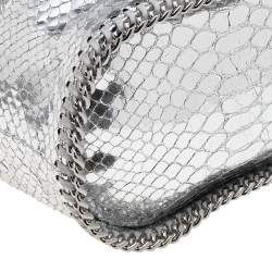 Pre Owned Stella McCartney Metallic Silver Faux Python Leather Falabella Bucket Bag