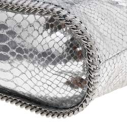 Pre Owned Stella McCartney Metallic Silver Faux Python Leather Falabella Bucket Bag