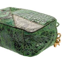 Pre Owned Stella McCartney Green Faux Python Effect Suede and Glitter Crossbody Bag