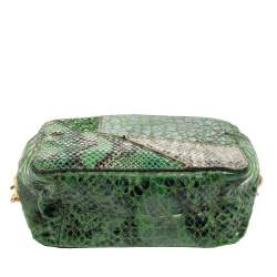 Pre Owned Stella McCartney Green Faux Python Effect Suede and Glitter Crossbody Bag