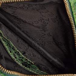 Pre Owned Stella McCartney Green Faux Python Effect Suede and Glitter Crossbody Bag