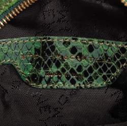 Pre Owned Stella McCartney Green Faux Python Effect Suede and Glitter Crossbody Bag