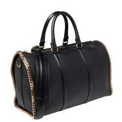 Pre Owned Stella McCartney Black Faux Leather Falabella Duffel Bag