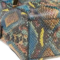 Pre Owned Stella McCartney Multicolor Python Effect Faux Leather Cavendish Satchel