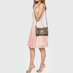 Pre Owned Stella McCartney Brown/Neon Green Faux Snakeskin Leather Falabella Crossbody Bag