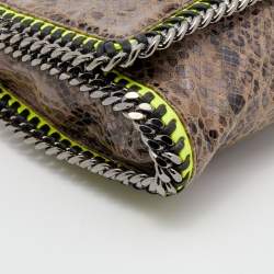 Pre Owned Stella McCartney Brown/Neon Green Faux Snakeskin Leather Falabella Crossbody Bag