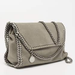 Pre Owned Stella McCartney Grey Faux Leather Falabella Flap Shoulder Bag