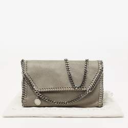Pre Owned Stella McCartney Grey Faux Leather Falabella Flap Shoulder Bag