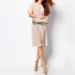 مملوكة مسبقًا حقيبة كلتش ستيلا مكارتني فالابيلا رفيعة جلد تأثير ثعبان صناعي بيج 