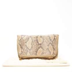 مملوكة مسبقًا حقيبة كلتش ستيلا مكارتني فالابيلا رفيعة جلد تأثير ثعبان صناعي بيج 