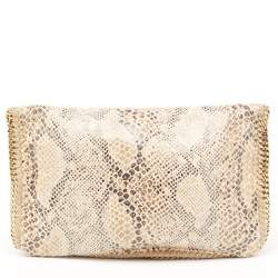 مملوكة مسبقًا حقيبة كلتش ستيلا مكارتني فالابيلا رفيعة جلد تأثير ثعبان صناعي بيج 