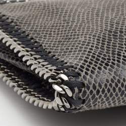 مملوكة مسبقًا حقيبة كلتش ستيلا مكارتني فالابيلا  جلد ثعبان رصاصي منقوشة