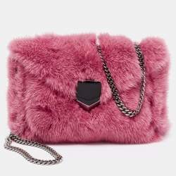 Jimmy Choo Candy Pink Mink Fur Lockett Envelope Clutch