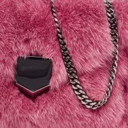 Pre Owned Jimmy Choo Candy Pink Mink Fur Lockett Envelope Clutch