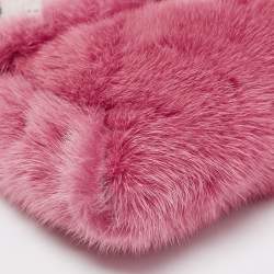 Pre Owned Jimmy Choo Candy Pink Mink Fur Lockett Envelope Clutch