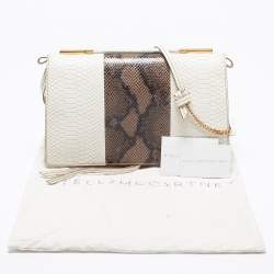 مملوكة مسبقًا Stella McCartney White/Green Faux Snakeskin Effect Leather Flo Shoulder Bag