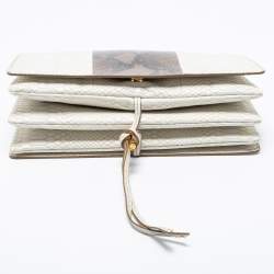 مملوكة مسبقًا Stella McCartney White/Green Faux Snakeskin Effect Leather Flo Shoulder Bag